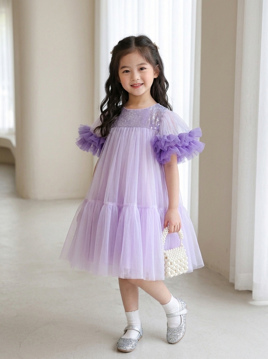 DRESS GIRLS PUPPY PURPLE